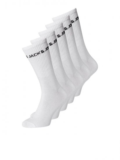 Jack & Jones Basic Logo Tenisové ponožky Bílá 5-pack - Spodní prádlo - Spodní Prádlo Nadměrné Velikosti 2XL-8XL