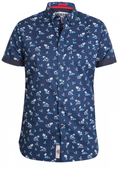 D555 Davian Hawaii Shirt Navy - Košile - Košile 2XL-10XL