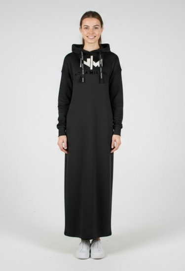 Nora Mikken MARI Maxi Hoodie Dress Black - Mikiny & mikiny s kapucí - 