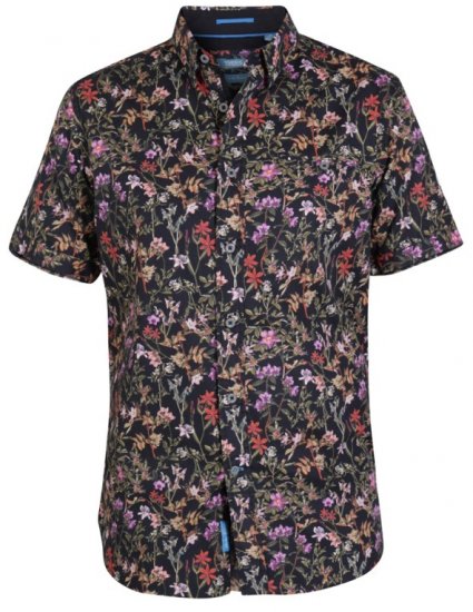 D555 Emmet Floral Shirt Black - Košile - Košile 2XL-10XL
