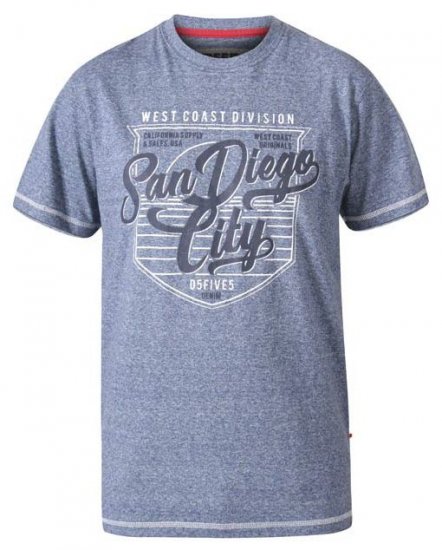 D555 Epson San Diego Crew Neck T-Shirt Blue Marl - Trička - Trička nadměrné velikosti - 2XL-14XL