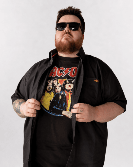 D555 Hugh Official ACDC Highway To Hell Printed T-Shirt Black - Trička - Trička nadměrné velikosti - 2XL-14XL