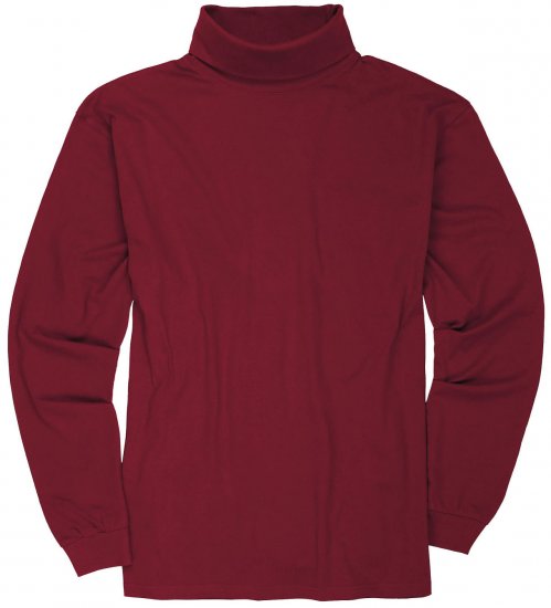 Adamo Fabio Comfort fit Turtleneck Long sleeve T-shirt Burgundy - Trička - Trička nadměrné velikosti - 2XL-14XL