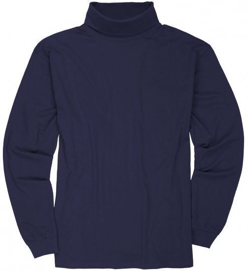 Adamo Fabio Comfort fit Turtleneck Long sleeve T-shirt Navy - Trička - Trička nadměrné velikosti - 2XL-14XL