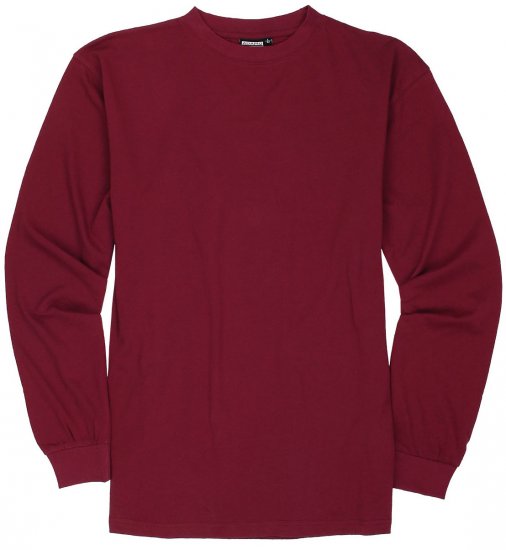 Adamo Floyd Comfort fit Long sleeve T-shirt Burgundy - Trička - Trička nadměrné velikosti - 2XL-14XL