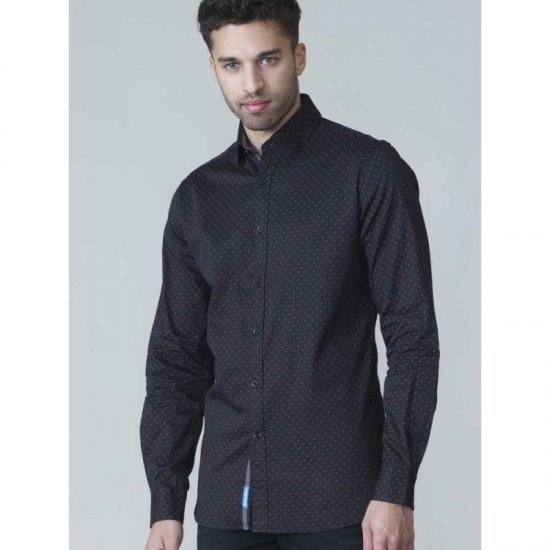 D555 Jahine Long Sleeve Printed Shirt Black - Košile - Košile 2XL-10XL