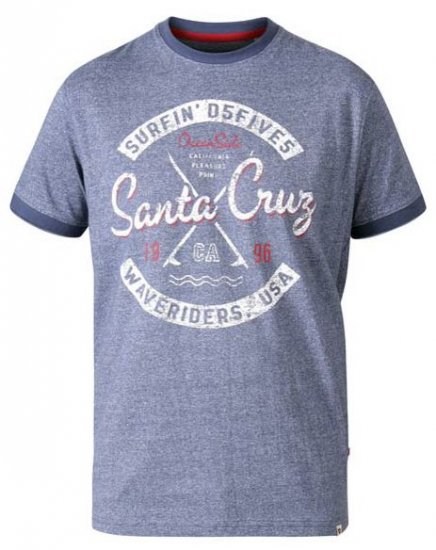 D555 Gove Santa Cruz Surfer Print Ringer T-Shirt Navy - Trička - Trička nadměrné velikosti - 2XL-14XL