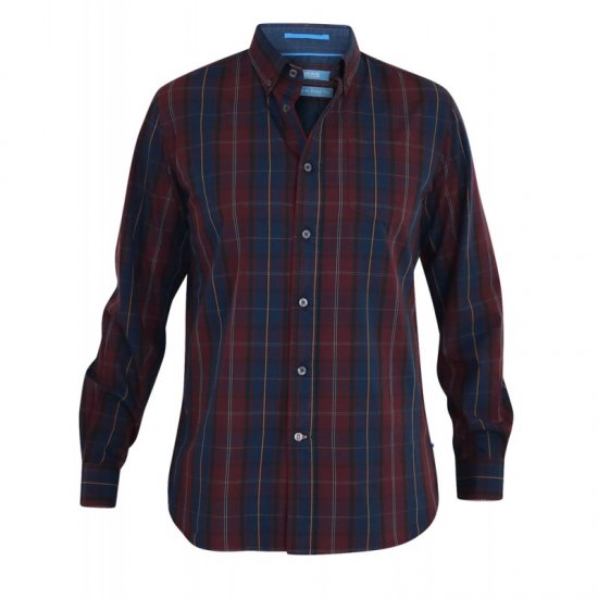 D555 Grady Long Sleeve Check Shirt - Košile - Košile 2XL-10XL