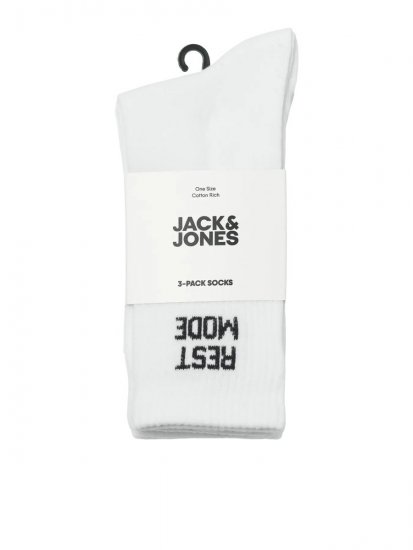 Jack & Jones Power Statements Tenisové ponožky Bílá 3-pack - Spodní prádlo - Spodní Prádlo Nadměrné Velikosti 2XL-8XL