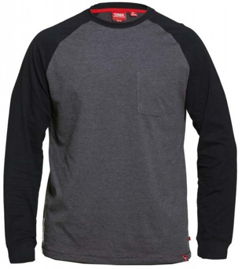 D555 Illinois Long Sleeve T-shirt Charcoal - Trička - Trička nadměrné velikosti - 2XL-14XL