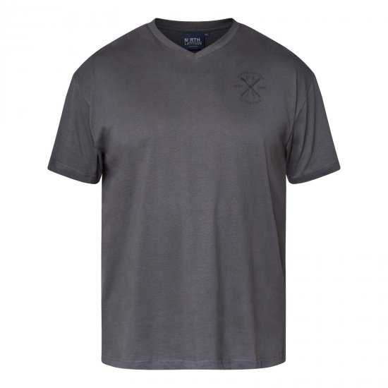 North Latitude Alpine Club T-Shirt Šedá/Dřevěné uhlí - Trička - Trička nadměrné velikosti - 2XL-14XL