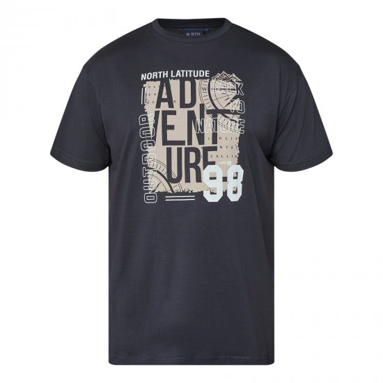 North Latitude Adventure 98 Graphic Tee Černá - Trička - Trička nadměrné velikosti - 2XL-14XL