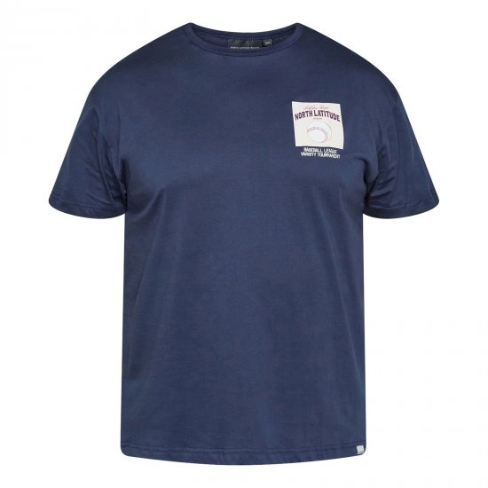 North Latitude T-Shirt With Print Námořnická modrá - TALL trička - Prodloužená pánská trička