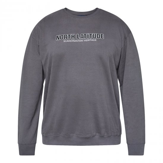 North Latitude Crewneck Sweatshirt Šedá/Dřevěné uhlí - TALL mikiny - TALL mikiny pro vysoké muže