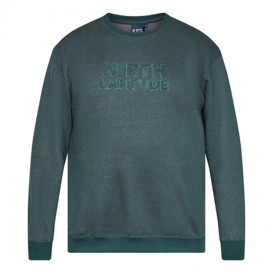 North Latitude Crewneck Logo Sweat Zelená/Khaki - TALL mikiny - TALL mikiny pro vysoké muže