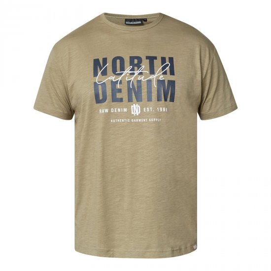 North Latitude T-Shirt Slub With Print Hnědá/ béžová - Trička - Trička nadměrné velikosti - 2XL-14XL