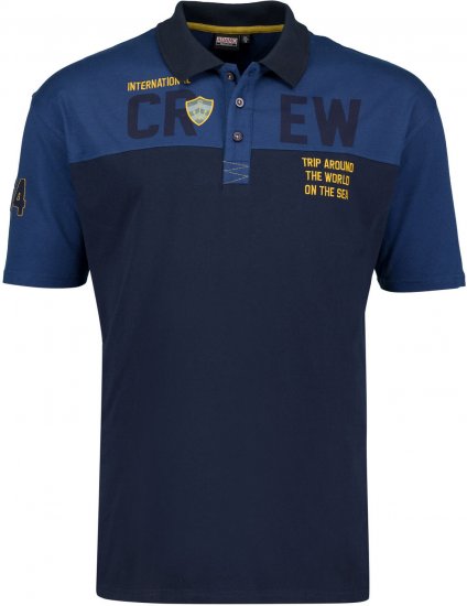 Adamo Crew Printed Jersey Poloshirt Denim Blue - Polokošile - Polokošile 2XL-8XL - Trička s límečkem 2XL-8XL