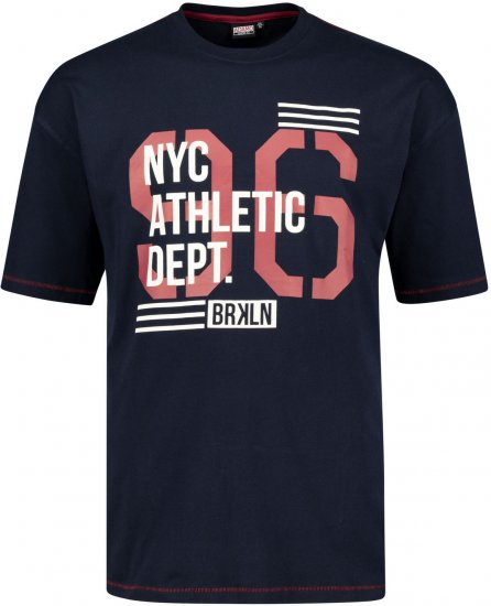 Adamo BRKLN Comfort Fit Printed T-shirt Navy - Trička - Trička nadměrné velikosti - 2XL-14XL