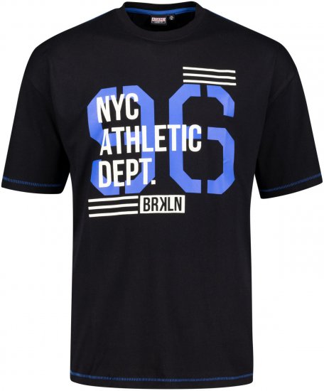 Adamo BRKLN Comfort Fit Printed T-shirt Black - Trička - Trička nadměrné velikosti - 2XL-14XL