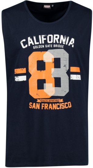 Adamo Golden Gate Comfort Fit Printed Tank-top Navy - Trička - Trička nadměrné velikosti - 2XL-14XL