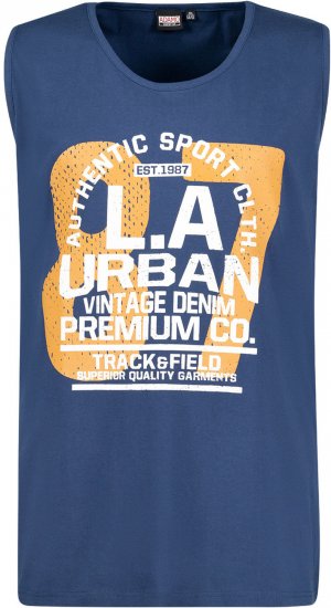 Adamo Urban Comfort Fit Printed Tank-top Denim Blue - Trička - Trička nadměrné velikosti - 2XL-14XL