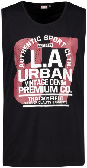 Adamo Urban Comfort Fit Printed Tank-top Black - Trička - Trička nadměrné velikosti - 2XL-14XL