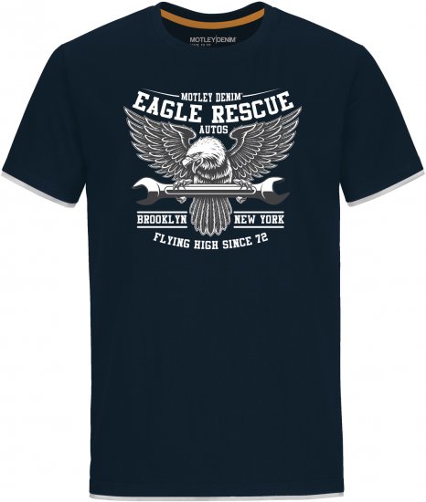 Motley Denim Eccles T-shirt Navy - Trička - Trička nadměrné velikosti - 2XL-14XL