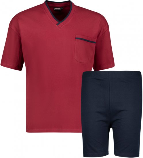 Adamo Ben Short sleeve Pyjama Burgundy - Spodní prádlo - Spodní Prádlo Nadměrné Velikosti 2XL-8XL