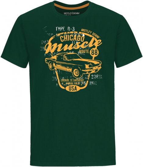 Motley Denim Newport T-shirt Racing Green - Trička - Trička nadměrné velikosti - 2XL-14XL