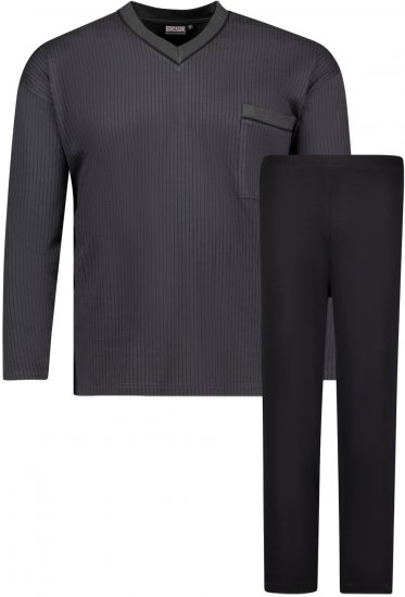 Adamo Gustav Long sleeve Pyjama Charcoal - Spodní prádlo - Spodní Prádlo Nadměrné Velikosti 2XL-8XL