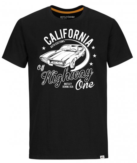 Motley Denim Ipswich T-Shirt White on Black - Trička - Trička nadměrné velikosti - 2XL-14XL