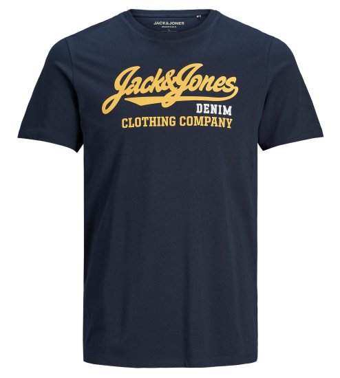 Jack & Jones Logo T-Shirt Navy - Trička - Trička nadměrné velikosti - 2XL-14XL