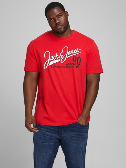 Jack & Jones Elogo T-Shirt True Red - Trička - Trička nadměrné velikosti - 2XL-14XL