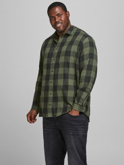 Jack & Jones Gingham L/S Shirt Dusty Olive - Košile - Košile 2XL-10XL