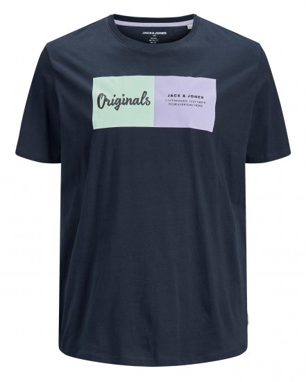 Jack & Jones Joshua T-shirt Navy - Trička - Trička nadměrné velikosti - 2XL-14XL