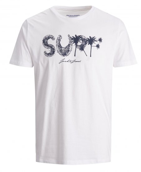 Jack & Jones Streams T-shirt White - Trička - Trička nadměrné velikosti - 2XL-14XL