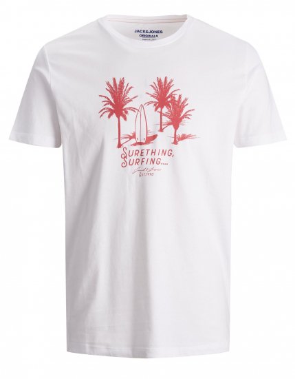 Jack & Jones Streams T-shirt White/Rose - Trička - Trička nadměrné velikosti - 2XL-14XL