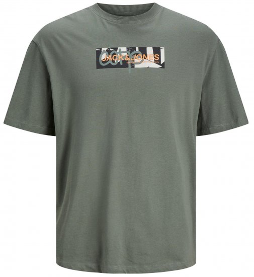 Jack & Jones JCOAOP PRINT T-Shirt Agave Green - Trička - Trička nadměrné velikosti - 2XL-14XL