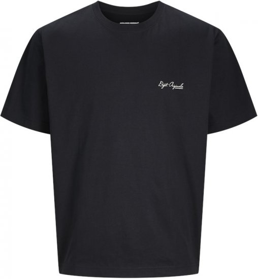 Jack & Jones Lington Back And Front Print Crew Neck T-Shirt Black - Trička - Trička nadměrné velikosti - 2XL-14XL