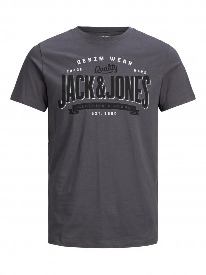 Jack & Jones JJELOGO TEE Gray - Trička - Trička nadměrné velikosti - 2XL-14XL