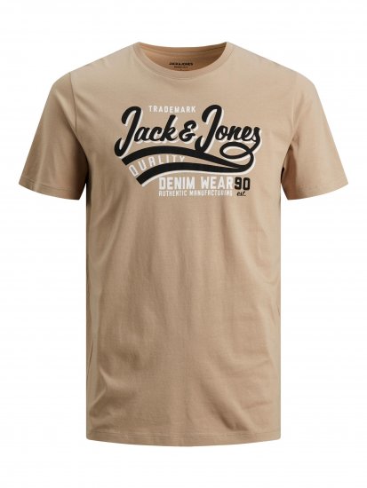 Jack & Jones JJELOGO TEE Beige - Trička - Trička nadměrné velikosti - 2XL-14XL