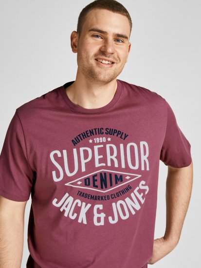 Jack & Jones JJELOGO TEE Hawthorn Rose - Trička - Trička nadměrné velikosti - 2XL-14XL