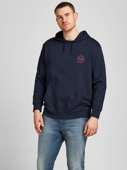Jack & Jones JJESHARK SWEAT Hoodie Navy - Mikiny & mikiny s kapucí - Mikiny & Mikiny s kapucí 2XL-12XL