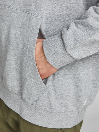 Jack & Jones JJESHARK SWEAT Hoodie Light Grey - Mikiny & mikiny s kapucí - Mikiny & Mikiny s kapucí 2XL-12XL