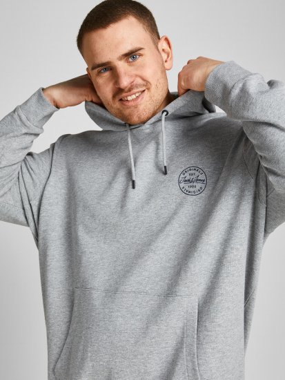 Jack & Jones JJESHARK SWEAT Hoodie Light Grey - Mikiny & mikiny s kapucí - Mikiny & Mikiny s kapucí 2XL-12XL