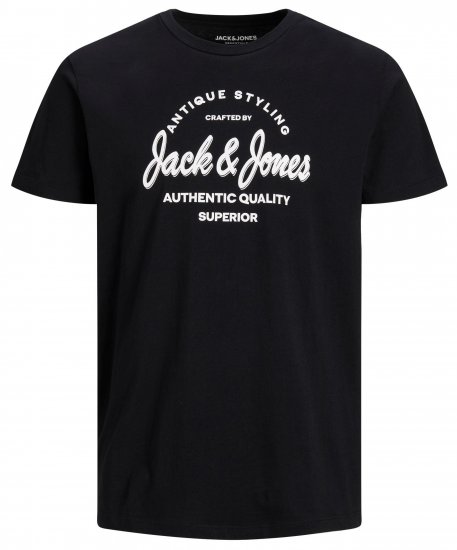 Jack & Jones JJERAFA TEE Black - Trička - Trička nadměrné velikosti - 2XL-14XL