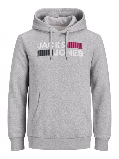 Jack & Jones CORP LOGO Hoodie Light Gray - Mikiny & mikiny s kapucí - Mikiny & Mikiny s kapucí 2XL-12XL