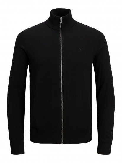 Jack & Jones JJEMIL Knit Turtle Zip Cardigan Black - Mikiny & mikiny s kapucí - Mikiny & Mikiny s kapucí 2XL-12XL