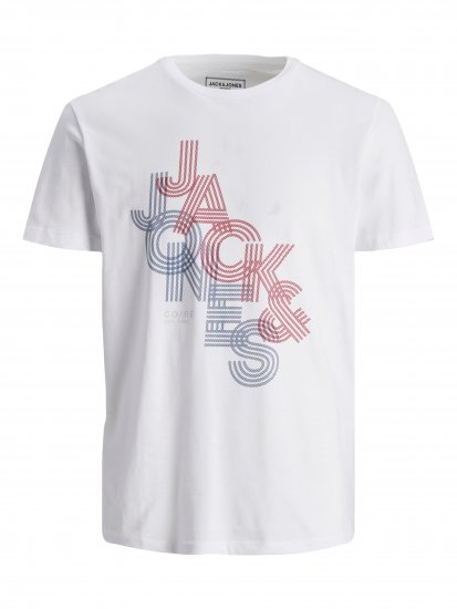 Jack & Jones JCOPOWER White T-Shirt - Trička - Trička nadměrné velikosti - 2XL-14XL