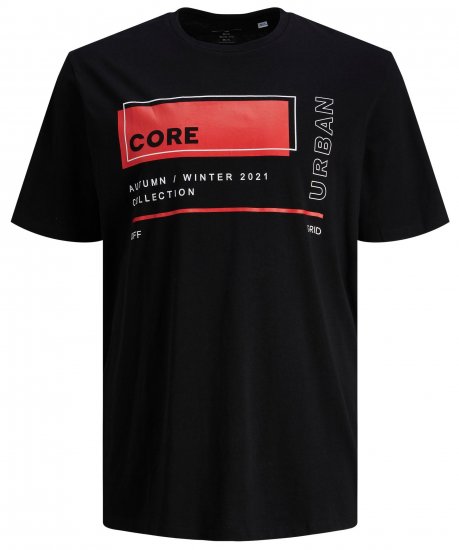 Jack & Jones JCOBOOSTER TEE Black - Trička - Trička nadměrné velikosti - 2XL-14XL